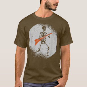 Skeleton Speling Guitar Rock Moon Halloween Music T-shirt