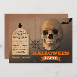 Skeleton Spider Halloween Invitation Kaart