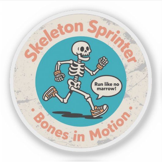 Skeleton Sprinter Botten in Beweging Sticker (Voorkant)