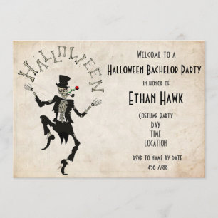 Skeleton Steampunk Halloween Bachelor B-day Party Kaart