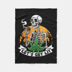 Skeleton Stoner Roken Wiet Laten we verlicht Hallo Fleece Deken
