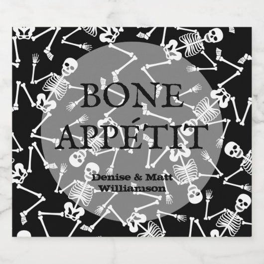 Skeleton sur Étiquette de vin mousseux noir (Étiquettes simples)