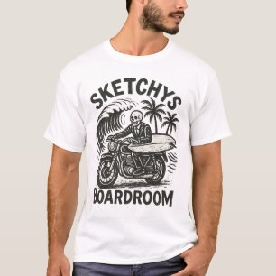 Skeleton Surfer op Motorfiets – Grunge Surf Art T- T-shirt