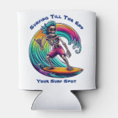Skeleton Surfer Riding A Wave Blikjeskoeler (Achterkant)