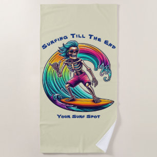 Skeleton Surfer Riding A Wave Strandlaken