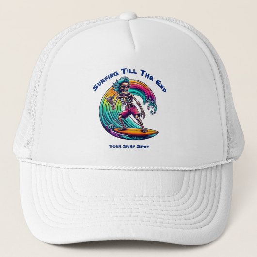 Skeleton Surfer Riding A Wave Trucker Pet (Voorkant)
