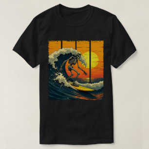 Skeleton Surfer Surfen Grappig Halloween T-shirt
