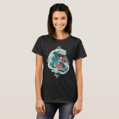 Skeleton Surfer Waves Ocean Surfboard Surfing T-shirt (Voorkant volledig)