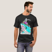 Skeleton Surfing Shark Halloween T-shirt (Voorkant volledig)