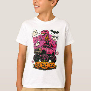 Skeleton T Rex Dinosaur Monster Truck Pompoen Brea T-shirt