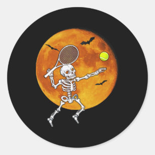 Skeleton Tennis Halloween Racket LL Ronde Sticker