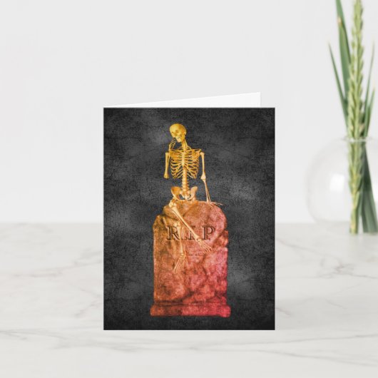 Skeleton Tombstone Cute Carte Note Halloween (Devant)
