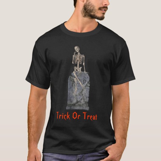 Skeleton Tombstone Halloween T-shirt (Voorkant)