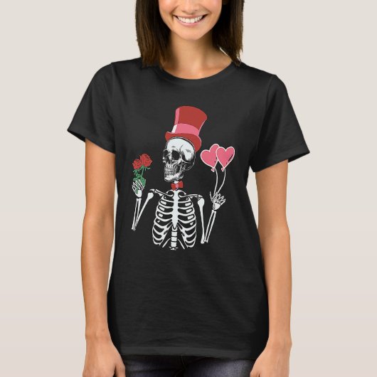Skeleton Top Hat Rose Valentines Day Skeleton Bone (Voorkant)