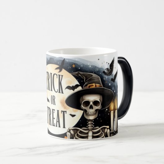 Skeleton Trou ou Treat Morph Mug (Devant droit)