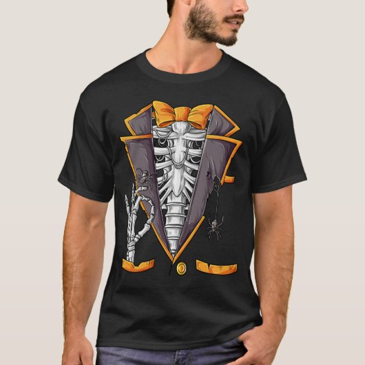 Skeleton Tuxedo Rib Cage Funny Halloween T-shirt (Voorkant)