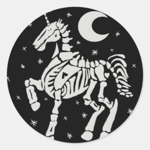 Skeleton Unicorn Ronde Sticker