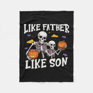 Skeleton Vader Zoon bijpassende Halloween kostuum Fleece Deken