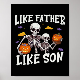 Skeleton Vader Zoon bijpassende Halloween kostuum Poster