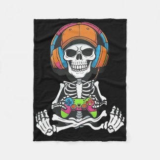 Skeleton Videospel Halloween Gamen Gamer Jongens M Fleece Deken