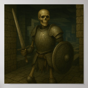 Skeleton Warrior - Sentinel van de Dungeon Maze Poster