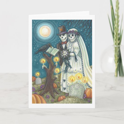 SKELETON WEDDING IN CEMETERY WENSKAART Blnk Kaart (Voorkant)