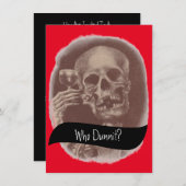 Skeleton Who Dunnit? Mystery Wine Invitations Kaart (Voorkant / Achterkant)