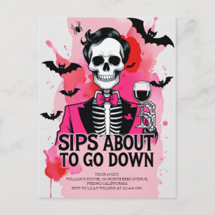 Skeleton Wijn Halloween Feestdagenkaart