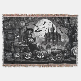 Skeleton Witch Pumpkin Deken