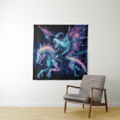 Skeleton Witch Rijden op een Draak, Cosmic Fantasy Wandkleed (In situ)