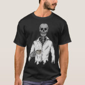 Skeleton with Coffee – happy halloween T-shirt (Voorkant)