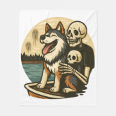 Skeleton with Dog on Haunted Lake Horror Art Fleece Deken (Voorkant)