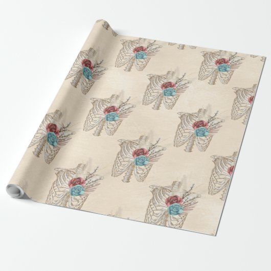 Skeleton with Roses Cadeaupapier (Uitgerold)