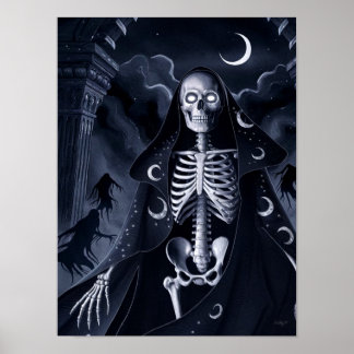 Skeleton Wizard Horror Print Poster Wandkunst