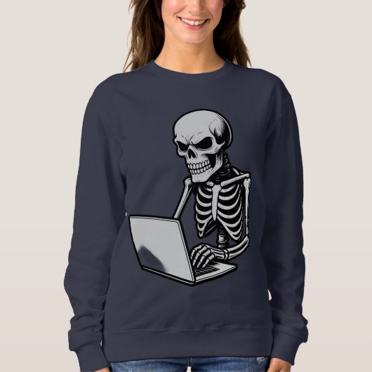Skeleton Working Hard on Laptop Trui (Voorkant)