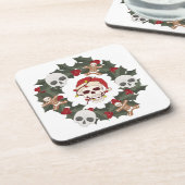 Skeleton Wreath Christmas Bier Onderzetter (Linkerzijde)