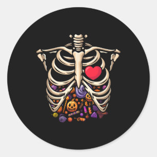 Skeleton Xray Ribs Rib Cage Halloween Snoep Kostuu Ronde Sticker