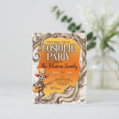 Skeleton Zwart Halloween Kostuum Feest Uitnodiging (Staand voorkant)