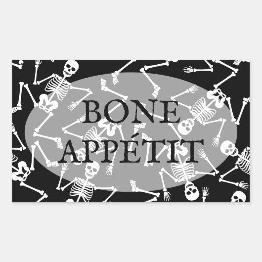 Skeletons BONE APPÉTIT Rechthoekige Sticker (Voorkant)