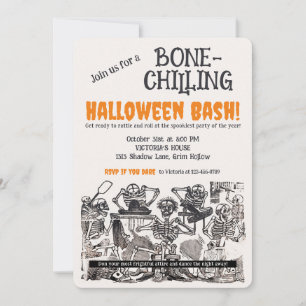  Skeletons Bone-Chilling Halloween Party Kaart