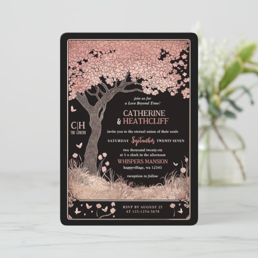 Skeletons et Faire-part de mariage Sakura Tarot (Debout devant)