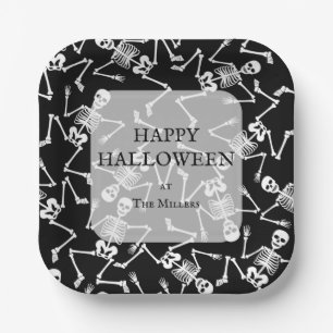 Skeletons Halloween Party Black Papieren Bordje