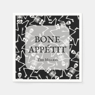 Skeletons Halloween Party Black Servet