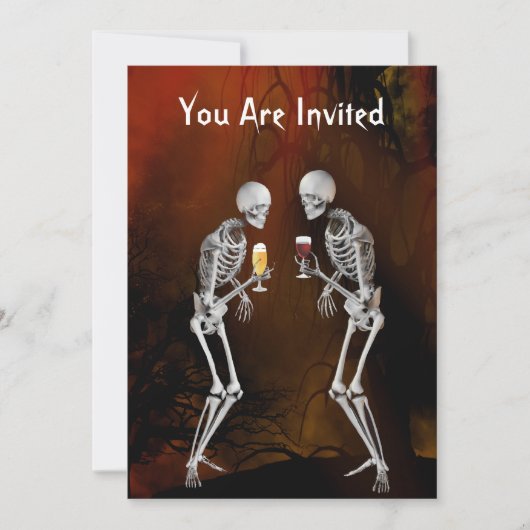 Skeletons Halloween Party Invitation Kaart (Voorkant)