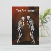 Skeletons Halloween Party Invitation Kaart (Staand voorkant)