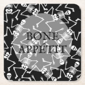 Skeletons Halloween Vierkante Kartonnen Onderzetter (Voorkant)