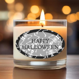 Skeletons Happy Halloween Ovale Sticker