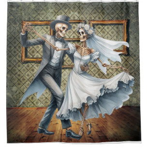 Skeletons In Love Mariage Danse Douche Rideau