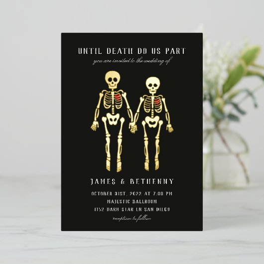 Skeletons romantiques Foil Invitation (Debout devant)