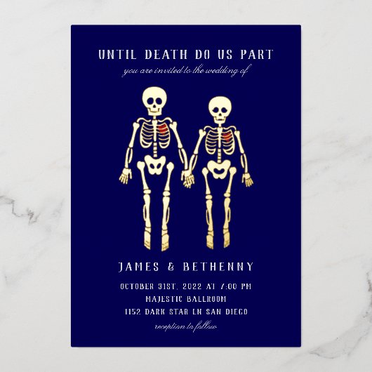 Skeletons romantiques Foil Invitation (Recto)